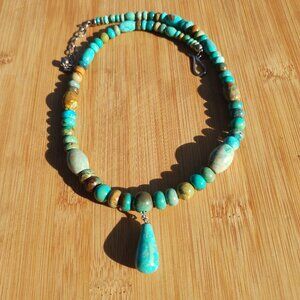 Jay King DTR mine finds Turquoise necklace drop 925 Sterling Silver
